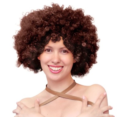 Peruka imprezowa włosy afro brązowe