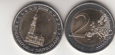Niemcy 2008 -2 euro ok. Kraj zwiazkowy Hamburg