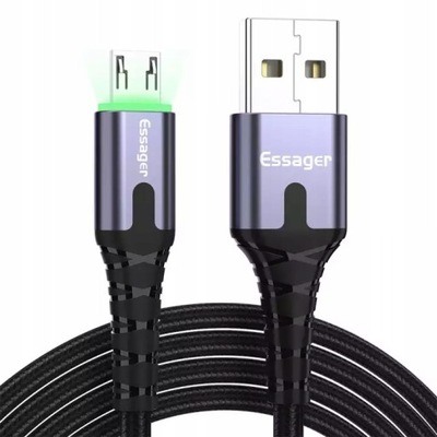 Kabel USB ESSAGER 2.4A MICRO USB QC 3.0 1M LED