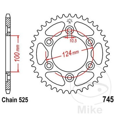 ЗУБЧАТКА ЗАДНЯЯ СТАЛЬНОЙ JT R745-42, 42Z, РАЗМЕР 525