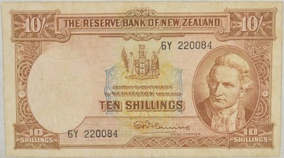 8.db.N.Zelandia, 10 Szylingów 1956-1960, St.3+