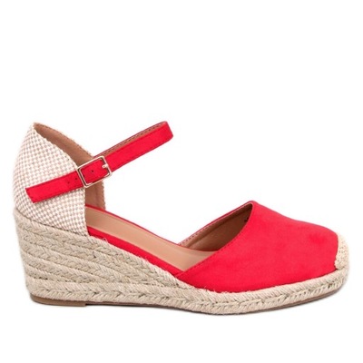 Sandały damskie Espadryle na koturnie Red r.37