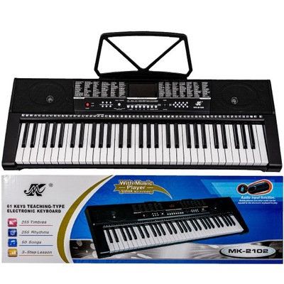 DUŻY Keyboard Organy Pianino MK-2102 MP3 USB 61 klawiszy ZESTAW