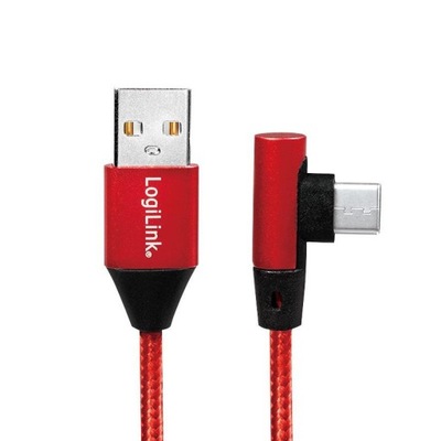 Kabel USB 2.0 LogiLink CU0145 USB A - USB-C, M/M, kątowy,
