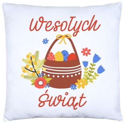 PODUSZKA WIELKANOCNA 40x40 JASIEK WIELKANOC ZAJĄC PISANKI KRÓLIK ŚWIĄTECZNA