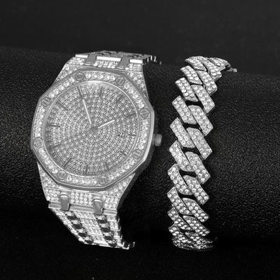 Full Iced Out Watch for Mens iced out Cuban Chain