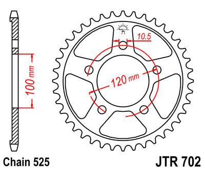 ЗУБЧАТКА ЗАДНЯ JT 42-ZĘBY RSV4 1000 2009-2016