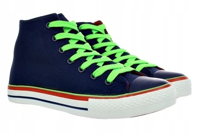 BUTY SPORTOWE TRAMPKI WYSOKIE GRANATOWE 5592 r. 38