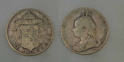Cypr - srebro - 9 Piastr 1901 rok