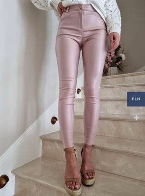 Spodnie XS 34 różowe woskowane rurki
