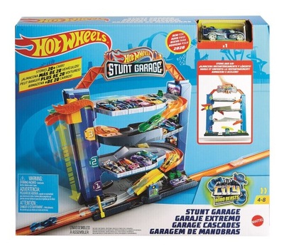 HOT WHEELS GARÁŽ PARKOVANIE S VÝŤAHOM PRE 20 ÁUT VEĽKÁ SADA 3 POSCHODIA + AUTO