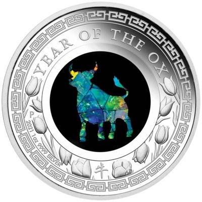 Australia 2021 WÓŁ OPAL LUNAR 1oz Srebrna Moneta