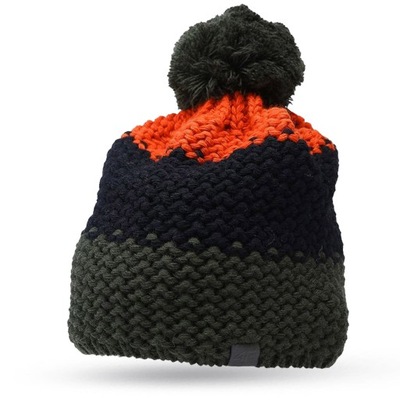 CZAPKA ZIMOWA DZIECIĘCA 4F BEANIE Z POMPONEM CIEPŁA WEŁNA AW23M279