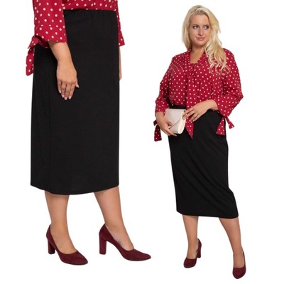 Elegancka długa czarna spódnica PLUS SIZE r. 46-64