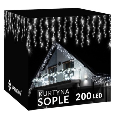SOPLE 200 LED LAMPKI ZEWNĘTRZNE 10,5M GRUBE KURTYNA GIRLANDA ŚWIETLNA