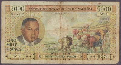 Madagaskar - 5000 franków 1966 (G-VG)