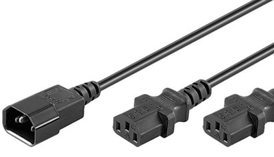 Kabel zasilający MicroConnect C13x2 - C14 0,6m