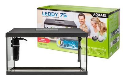 Aquael Leddy Plus 75 D&N akwarium 105l Czarne akwarium z wyposażeniem