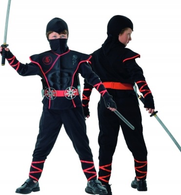 6581 STRÓJ Ninja 116 cm Czerwony Ninja Czarny Ninja przepranie KARNAWAŁ