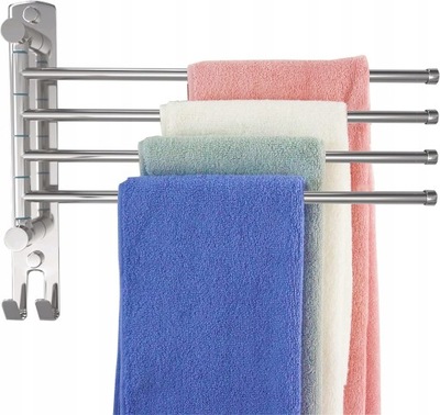 Wieszak łazienkowy na ręczniki 4 ramiona ruchomy
