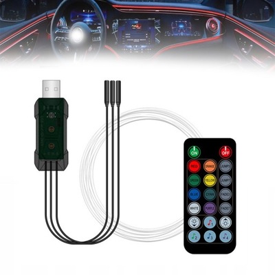 ŚWIATŁOWÓD EL WIRE LED RGB USB OŚWIETLENIE WNĘTRZA AUTA KABINY SAMOCHODU 5m