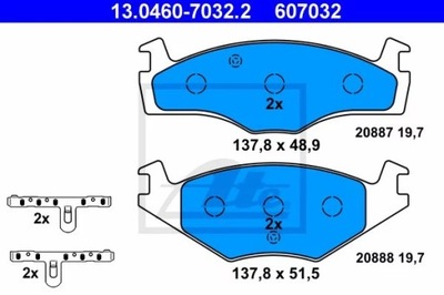 ATE 13.0460-7032.2 JUEGO ZAPATAS HAMULCOWYCH, FRENOS TARCZOWE  