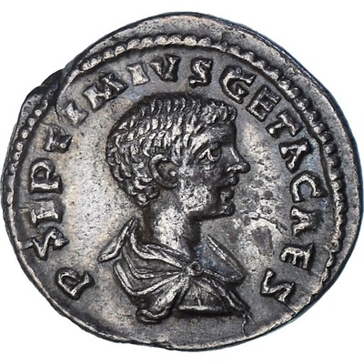 Moneta, Geta, Denarius, 203, Laodicea ad Mare, AU(