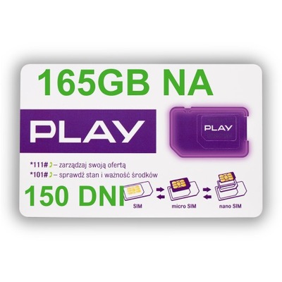 STARTER PLAY INTERNET NA KARTĘ 165 GB LTE PREPAID