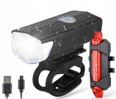 Lampka Rowerowa LED Zestaw Przód Tył Akumulator