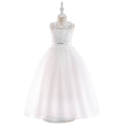 dziewczęta Ażurowe koronkowe druhny suknia biały