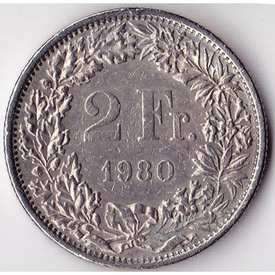 2 Francs franki 1980 Szwajcaria