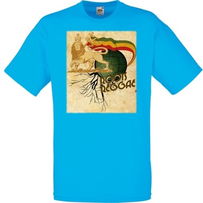 Koszulka z nadrukiem roots reggae rasta XXL lazur