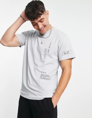 G-STAR RAW T-SHIRT MĘSKI BIAŁY CASUAL NAPISY L VAD