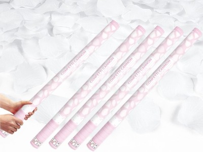 TUBY STRZELAJĄCE BIAŁE PŁATKI RÓŻ KONFETTI WESELE ARMATKA WYSTRZAŁOWA 80cm