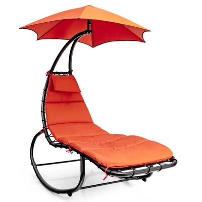 Leżak hamak z baldachimem fotel Pomarańczowy