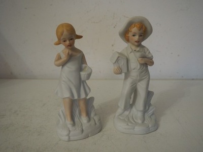 Figurka ceramiczna chłopiec i dziewczynka kolorowa