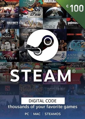 Karta podarunkowa STEAM 100€ Euro | Kod Cyfrowy | Steam | Doładowanie