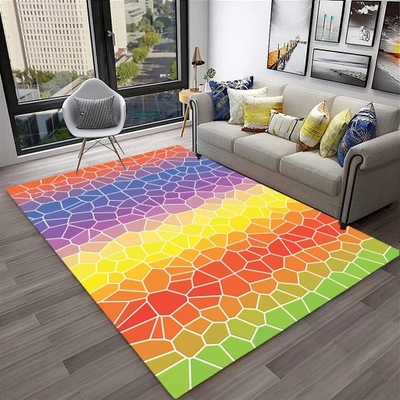DYWAN 3D Colour Illusion Rainbow Vision HD Carpet Rug for Home Living Room
