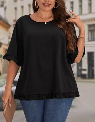 SHEIN BLUZKA DAMSKA CZARNA GŁADKA PLUS SIZE 52 V7B