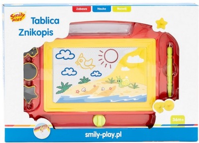 TABLICA ZNIKOPIS KOLOROWA MAGNETYCZNA ZE STEMPELKAMI SMILY PLAY