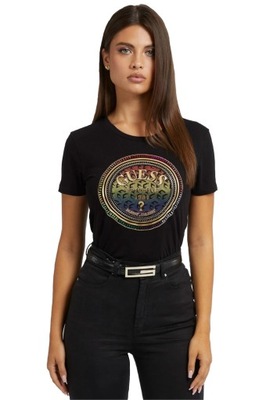 GUESS CZARNY DAMSKI T-SHIRT KOSZULKA LOGO XS