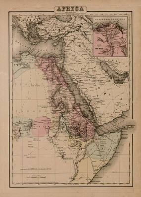 Stara MAPA AFRYKA 1855r. 50x40cm