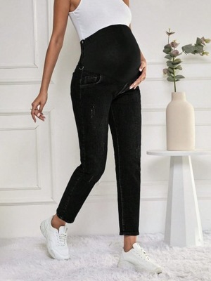 SHEIN MATERNITY SPODNIE CIĄŻOWE JEANSY CZARNE S 018