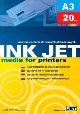 Folia Inkjet do drukarek atramentowych A3 20 sztuk