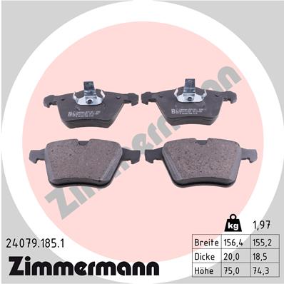 ZIMMERMANN 24079.185.1 KOMPLEKTAS TRINKELIŲ HAMULCOWYCH, STABDŽIAI DISKINIAI 