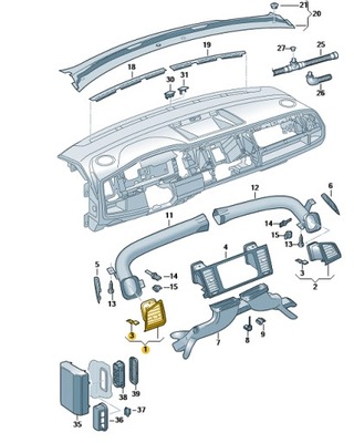 VW TRANSPORTER T5 РЕСТАЙЛ РЕШЕТКА ВОЗДУХОВОДА ЛЕВАЯ OE 7E1819203H