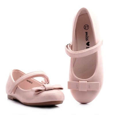 Miss Me Balerinki różowe buty dziewczęce półbuty rzep 4772 34
