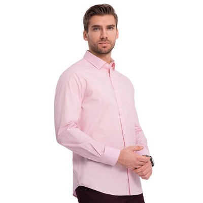 Koszula męska Bawełniana klasyczna REGULAR jasnoróżowa V2 OM-SHOS-0154 XXL