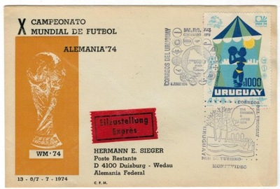 FDC Urugwaj 1974 sport piłka nożna turystyka