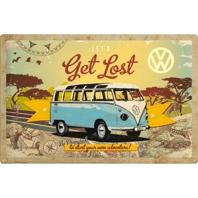 PLACA SZYLD VOLKSWAGEN BULLI LET'S GET LOST 40X60 NOSTALGIC 24012  